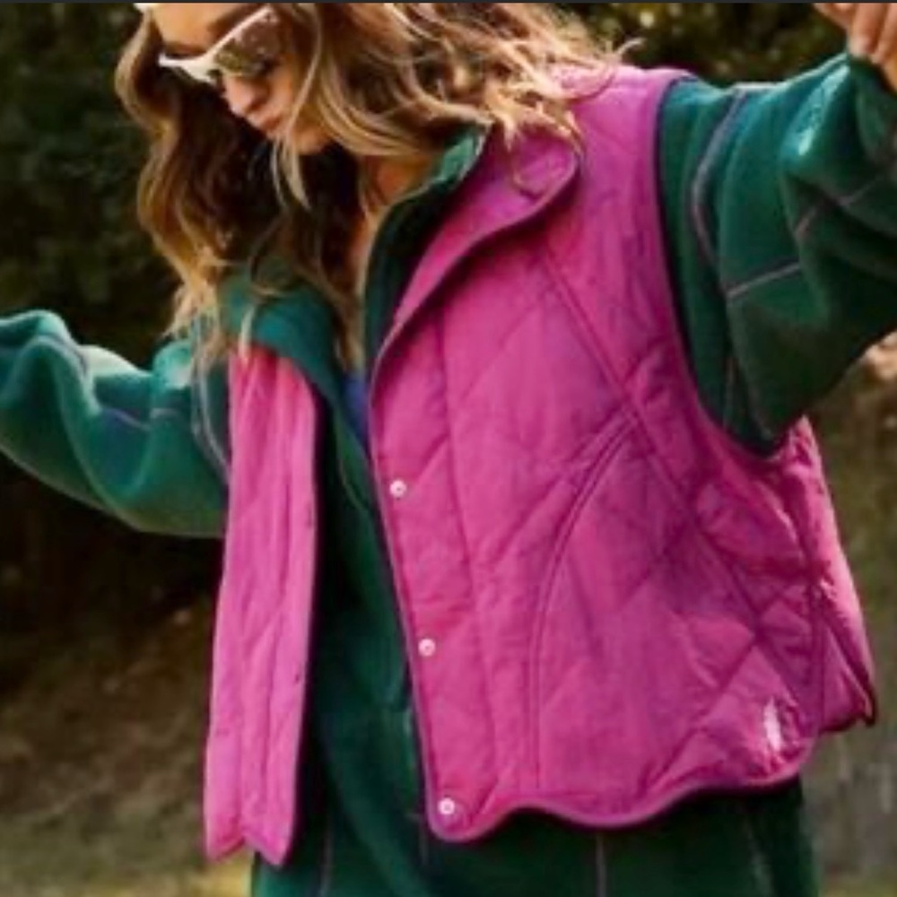 NWOT Free People Movement Quinn Quilted Puffer Vest - Sz Extra Small in Pink
